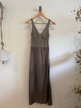 & Other Stories Olive Green V-Neck Maxi Dress